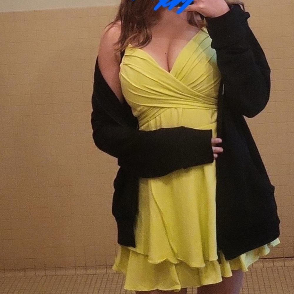DO+BE Yellow Plunge Neck Jumpsuit for Prom